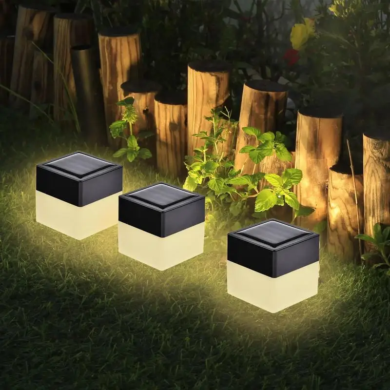 Square Solar Powered Pillar Light Waterproof Outdoor Post Cap Light LED Fence Street Lamp for Cottage Courtyard Garden Decor