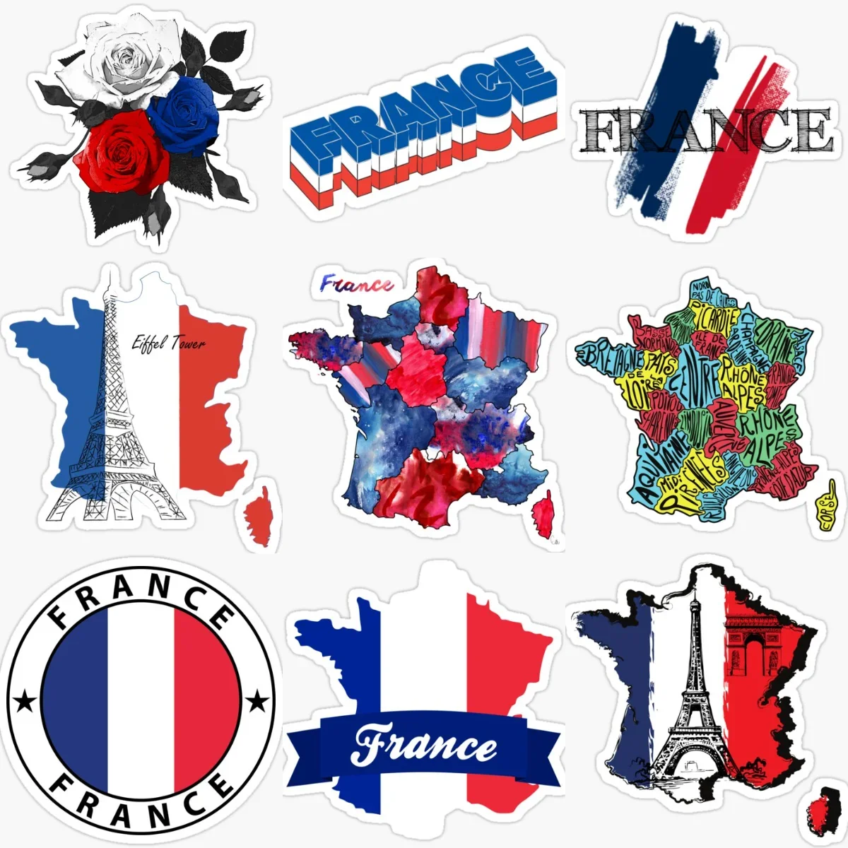 

France Flag Map Emblem Creative Personalized Stickers for Car Helmet Fridge Motorcycle Helmet Window Decoration Accessories