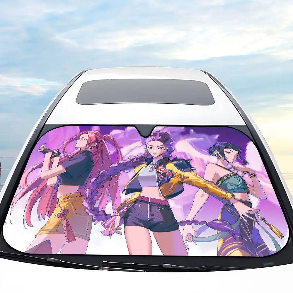 Kpop Demon Anmie H-Hunters الزجاج الأمامي ظلة نافذة السيارة غطاء الزجاج الأمامي الشمس الظل السيارات الشمس قناع سيارة يغطي حماية السيارة