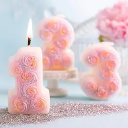 0-9 Numbers Birthday Candle Silicone Mold Fondant Cake Chocolate Candy Mould Craft Making Party Baking Decorating Tool