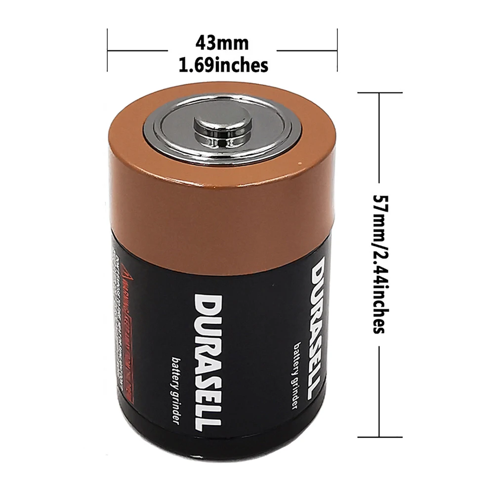 أداة مطحنة أعشاب معدنية على شكل بطارية مكونة من 3 طبقات أداة مطحنة التبغ