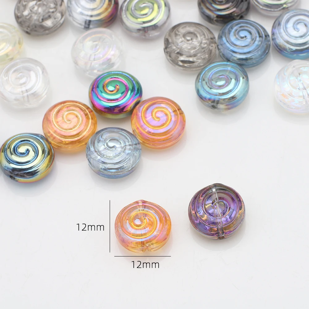 30Pcs 12mm Crystal Glass Round Loose Beads Screw thread Shape for Jewelry DIY Making Bracelet Earring Necklace Garment Decor