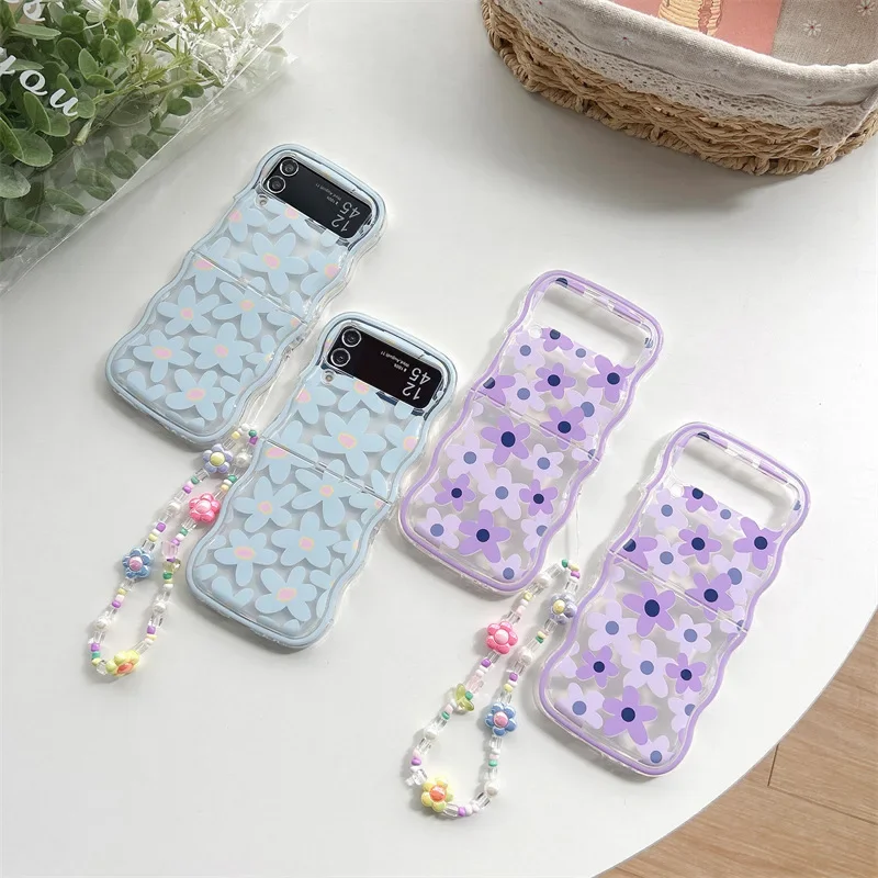 

Cute Flower Chains Phone Case for Samsung Galaxy Z Flip 6 5 4 3 Back Cover for ZFlip3 ZFlip4 ZFlip5 ZFlip6 Protective Shell