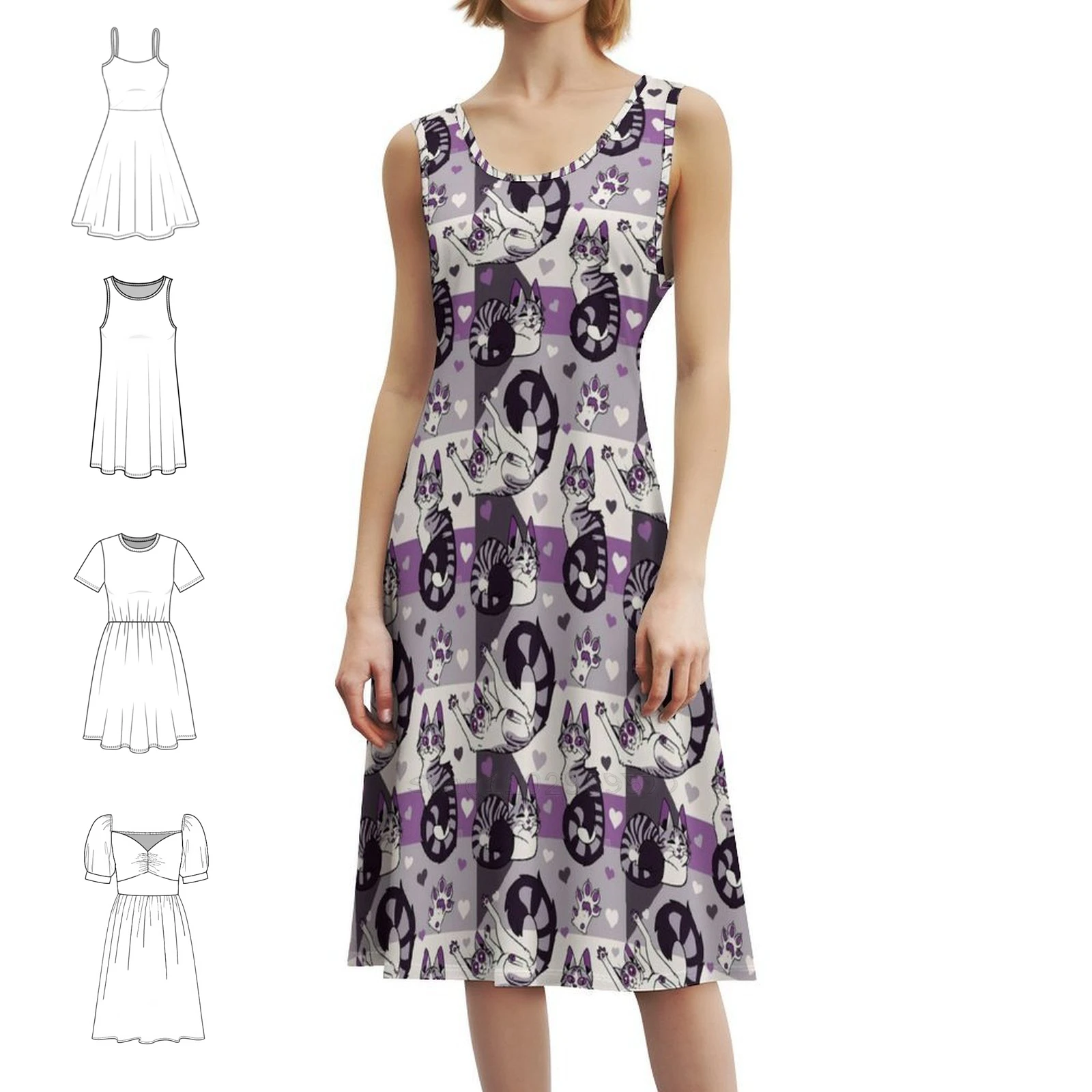

Queer Kitties-D Vissual Boho Chic Dress Элегантное модное пляжное платье для свадебной вечеринки Cat Kitty Pride Queer Demisexual Love Womens