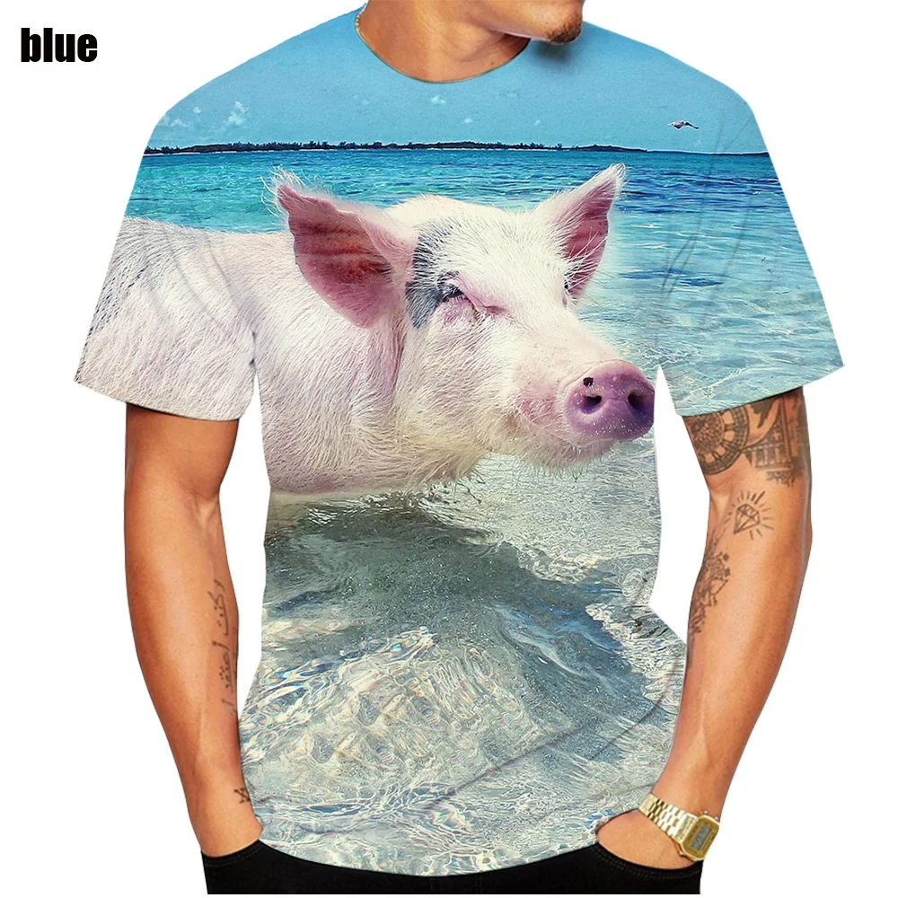 2022 popular novidade animal porco 3d impressão camiseta engraçado porco casual verão superior respirável e confortável macio camiseta