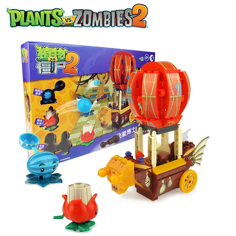 Genuine Plants Vs Zombies Game Scene Assembly Building Block Set Zombot Aerostatic Gondola Game Collection Ornaments Toys Gifts