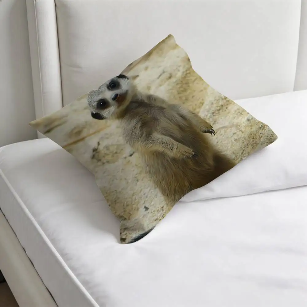 Cute Baby M-Meerkat Fashion Square Pillow Case Durable Throw Pillow Cover for Sofa Couch Chair