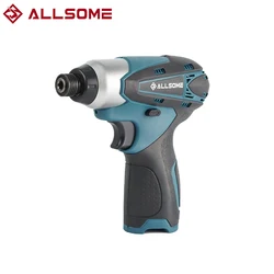 ALLSOME 12V Electric Cordless Screwdriver 1/4 Chuck Forward/Reverse Li-ion Battery Variable Speed With LED Power Tools