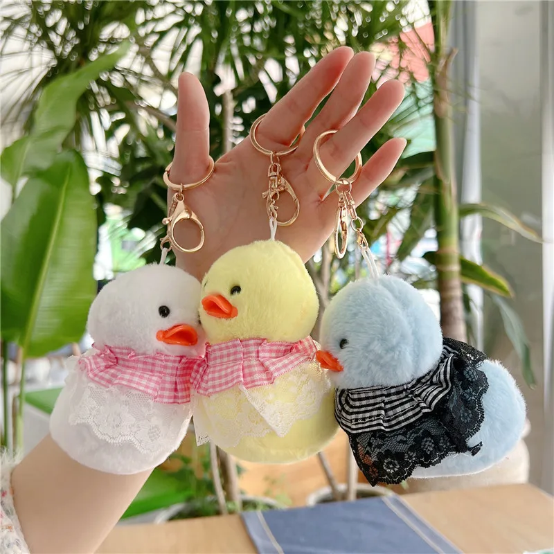 14cm Creative Kawaii Duck Plush Toys Bag Charm Doll Soft Stuffed Cute Animals Plush Keychain Pendant For Kids Girls Party Gift