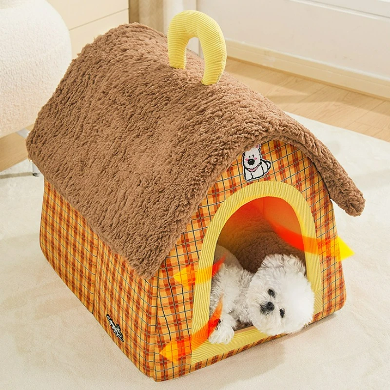 

Dog House Winter Warm Enclosed Small Dog House Villa Teddy Cat Removable Washable All-Season Pet Mat Perros Accesorios