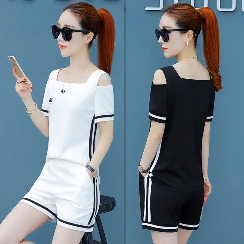 

Summer Clothes for Women Two Piece Set Female New Fashion Two Piece Sports Suit Ladies Loose Thin Short Sleeve Casual Clothe A61