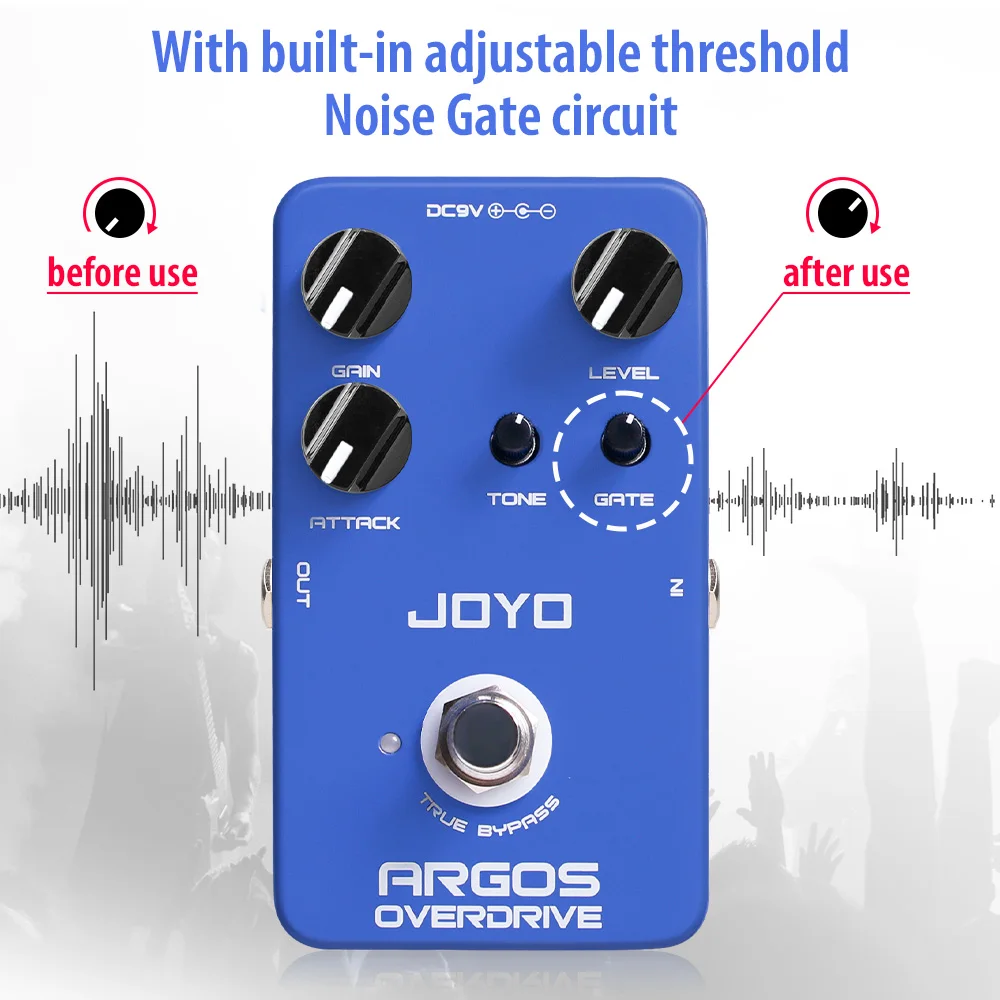 JOYO JF-23 ARGOS Overdrive Guitar Pedal Built-in Noise Gate with Multi-mode 6 Natural and Flexible Overdrive Tones view 3