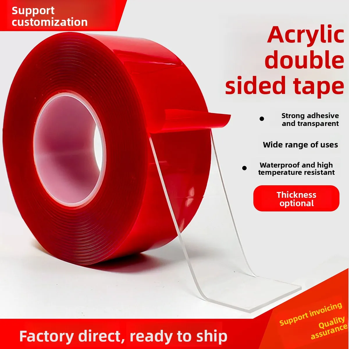 Transparent Acrylic Double Sided Tape, High Temp Waterproof Nano Tape, Heavy Duty No Residue Adhesive Tape for Wall Mounting & F