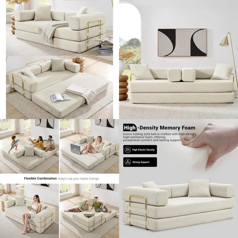 أريكة سرير قصيرة قابلة للتحويل مع إطار ثابت، أريكة مرتبة أرضية قابلة للطي، نائم مريح للأولاد الكسولة