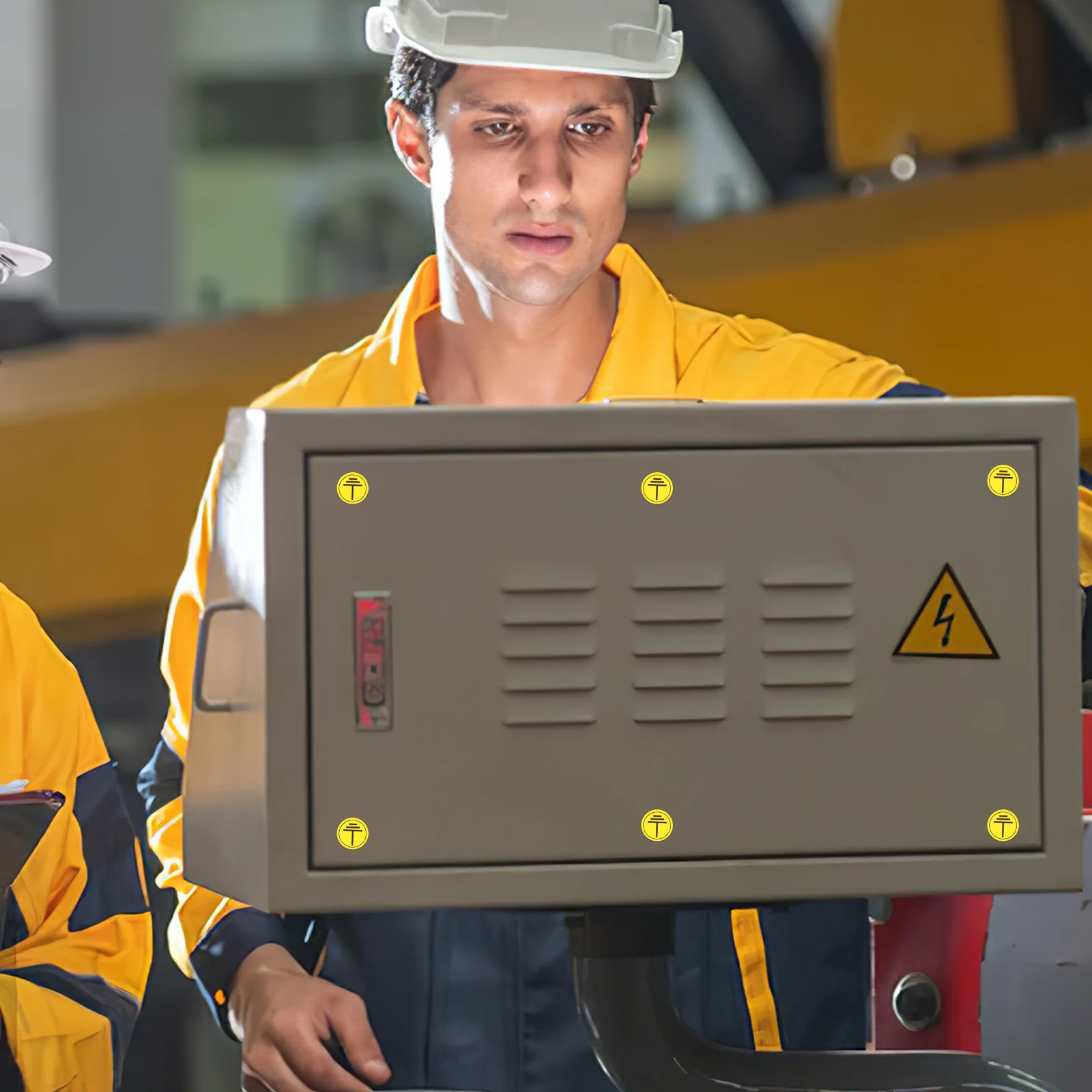 400pcs Charging Station Warning Labels Yellow Reflective Paper Water Oil Resistant Adhesive Electrical Hazard Safety Sign