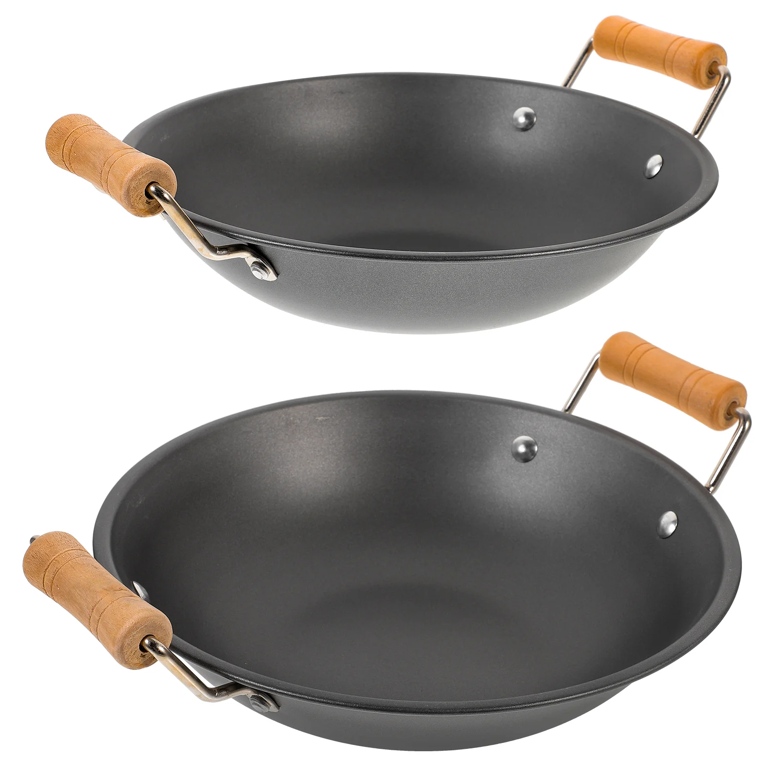 2 Pcs Stainless Steel Griddle Milk Pan Skillet Paella Thicken Pot Thickened Hot