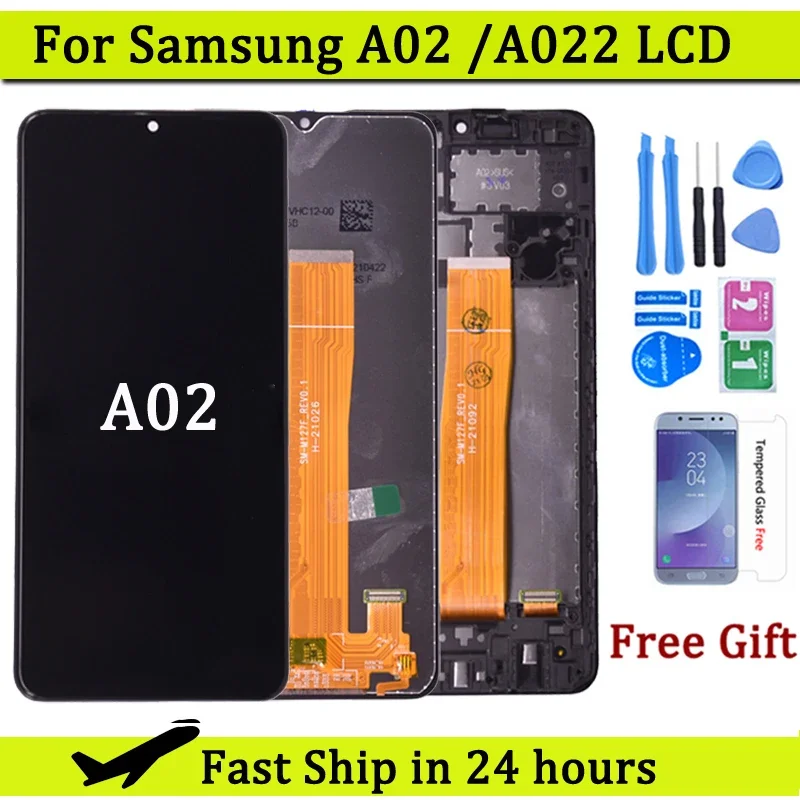 삼성 A02 A022 LCD 프레임 터치 스크린 디지타이저 LCD, 삼성 SM-A022F A022F DS 디스플레이, 6.5 인치 LCD