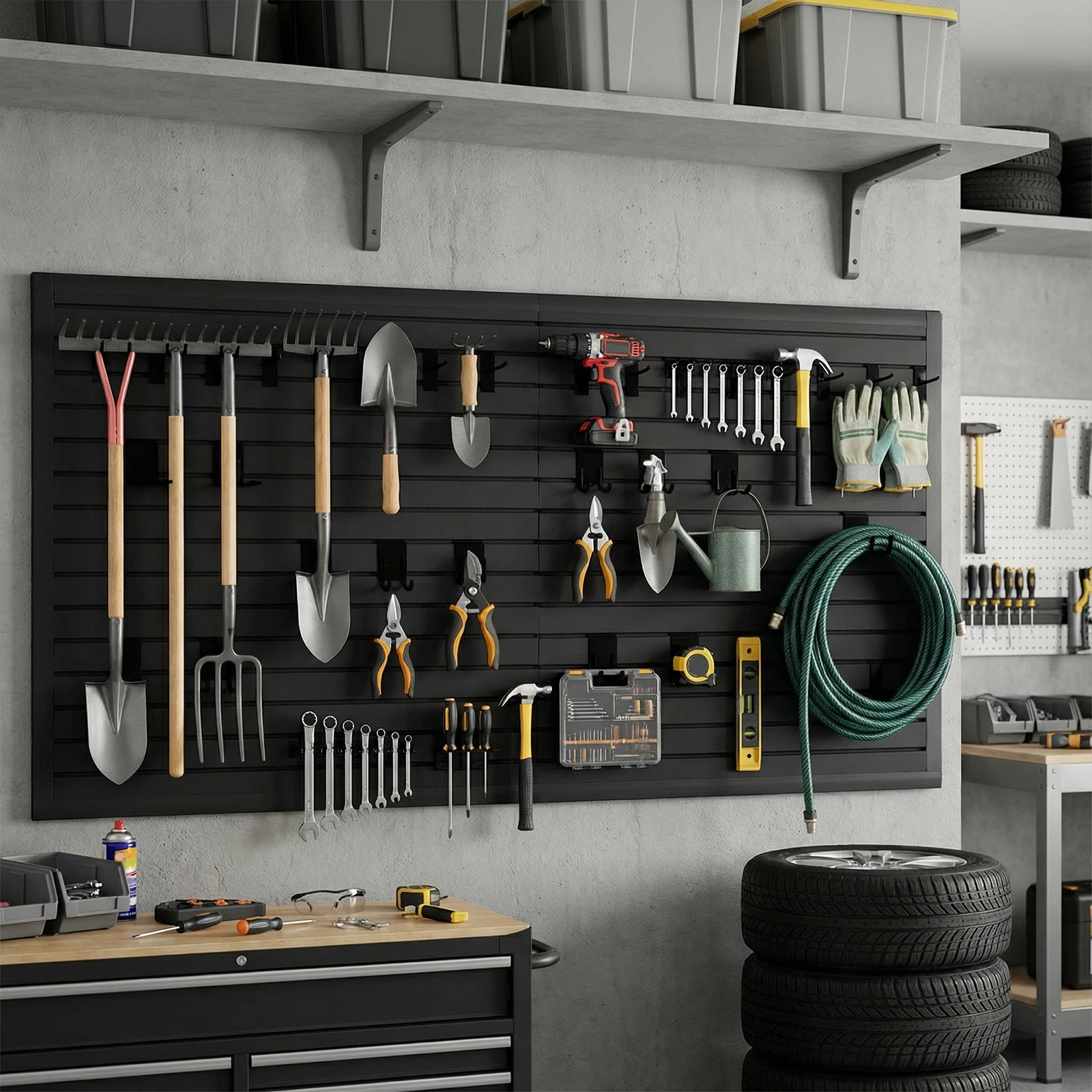 

Slat Wall Paneling 4x8 Ft Peg Board Tool Organization Wall Panels Pegboard for Garage Storage Home