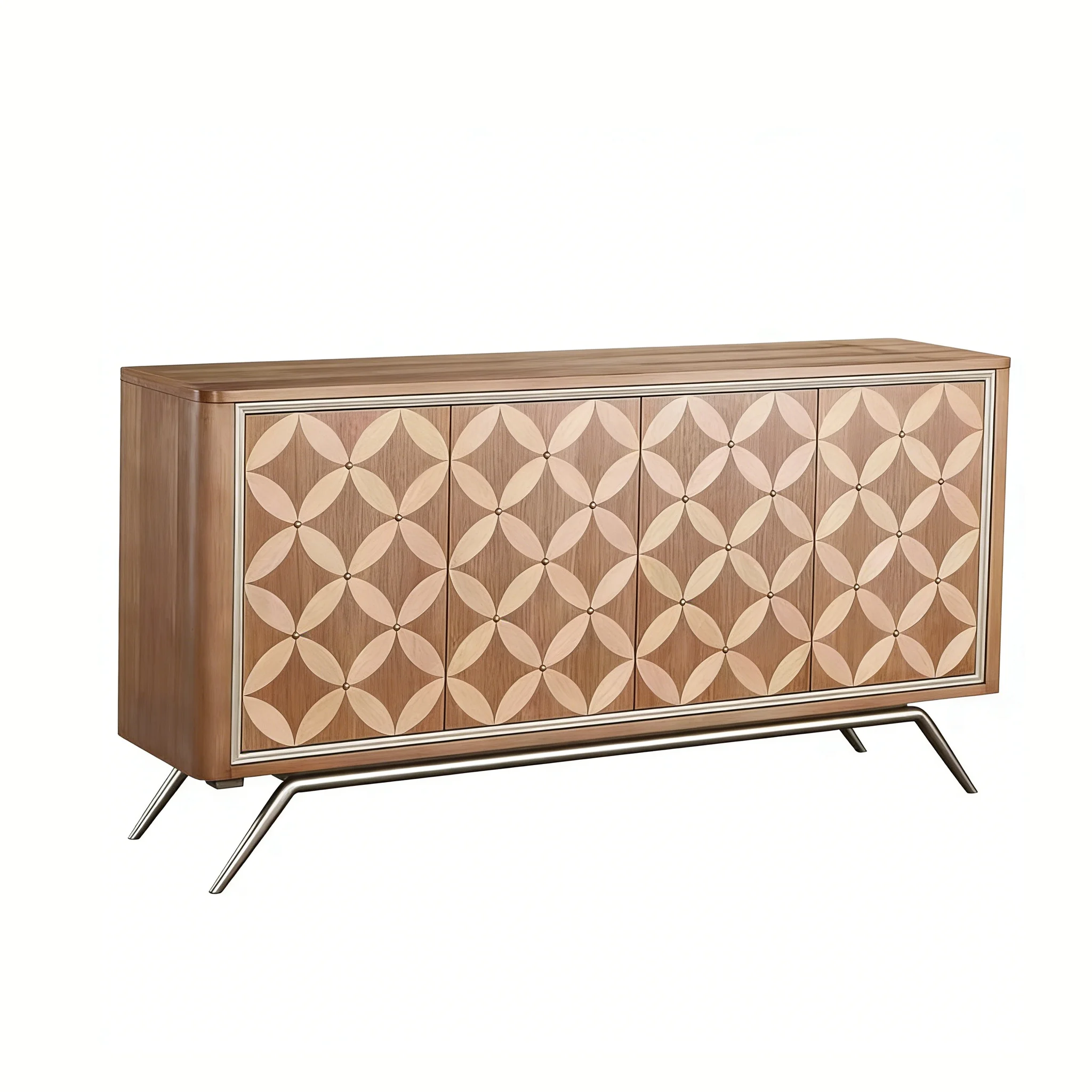 

wv-American Style Sideboard Metal Legs Home Household Living Room Storage Large Wooden Sideboard Cabinet#
