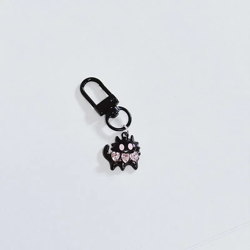 Cute Cat Keychain Titanium Steel Kpop Funny Black Lighting Cat Key Pendant Backpack Car Key Ring Hanging Jewelry Decoration