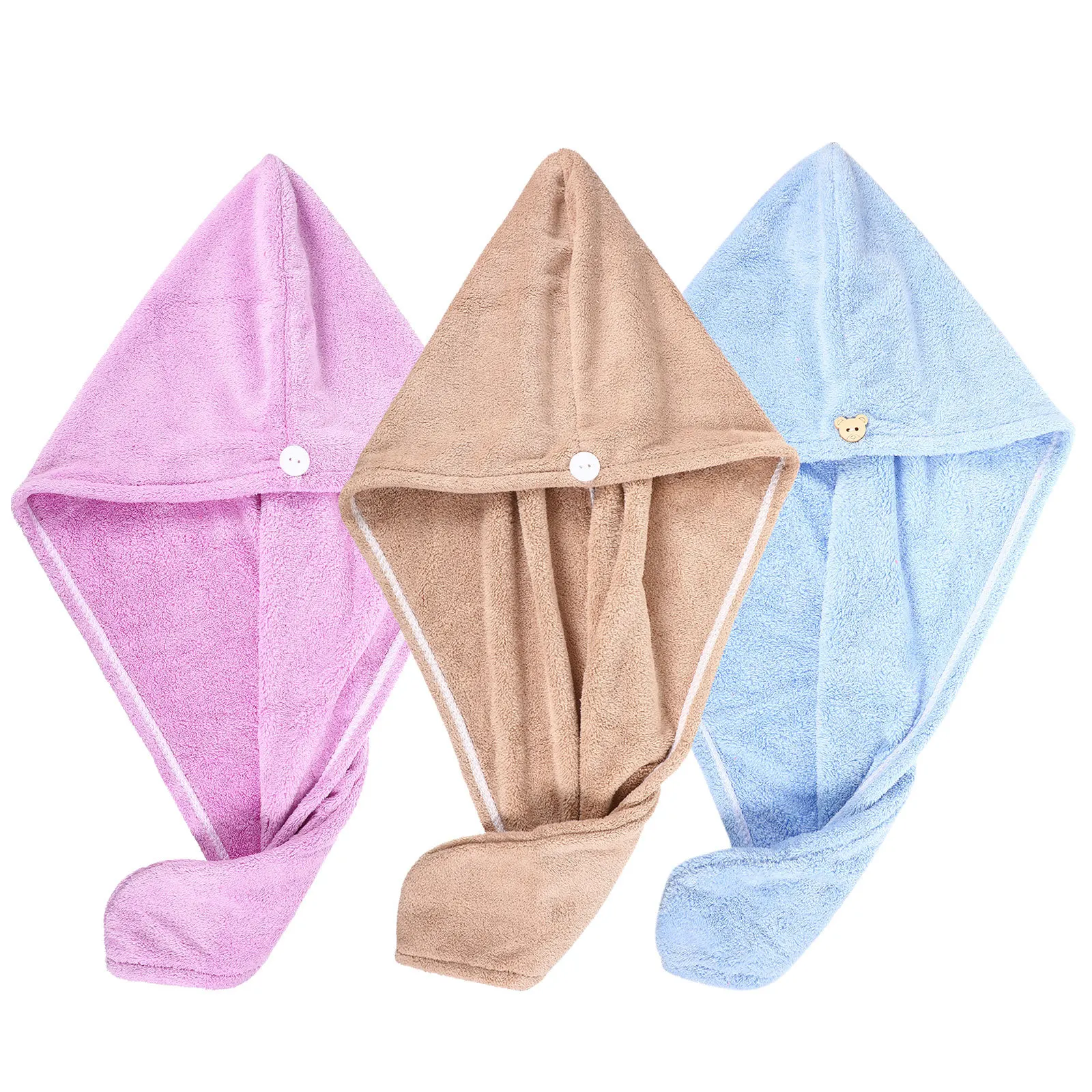 3 قطعة منشفة رأس التجفيف فائقة النعومة من الصوف المرجاني لفافة الشعر مناسبة لجميع أطوال الشعر غطاء ماص غطاء سريع الجفاف