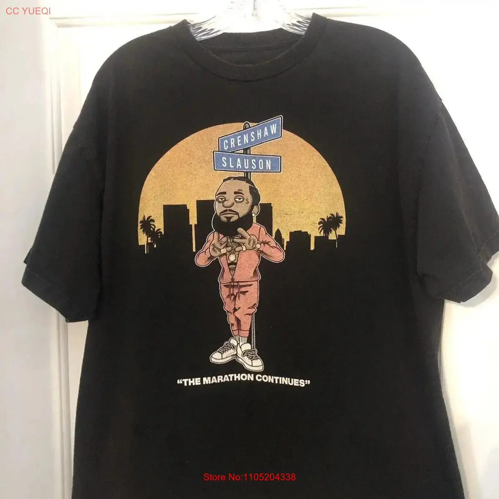 XL Retro Kings Nipsey Hustle The Marathon Continues Cartoon T Shirt Rare vintage Washed Comfortable Top For Everyday Wear