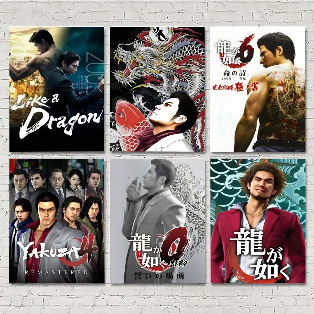 

1 шт. постеры Y-Yakuza Like a D-Dragon с HD-печатью, винтажный настенный декор для дома, кабинета или комнаты.