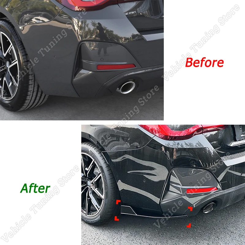 For BMW 4 Series G24 G26 420i 430i i4 M50 4-Door Gran Coupe 2021-2023 Rear Side Bumper Spoiler Protector Tuning Gloss Black ABS