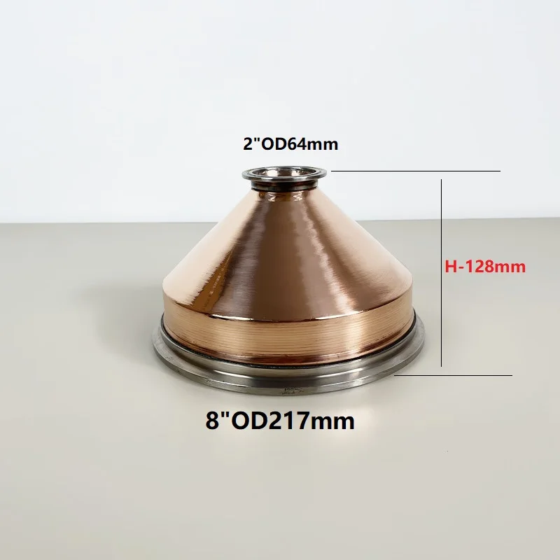 Imagem -02 - Tri Clamp Copper Reducer para Destilação Encaixe de Tubulação Sanitária Homebrewing Od64 mm x Od217 mm Espessura mm H128 mm