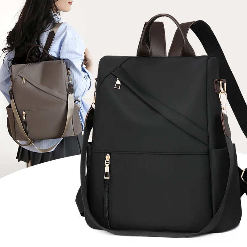 

Модный женский повседневный дорожный рюкзак, однотонные нейлоновые сумки на плечо, новая женская сумка большой вместимости, рюкзак, кошелек, школьный пакет