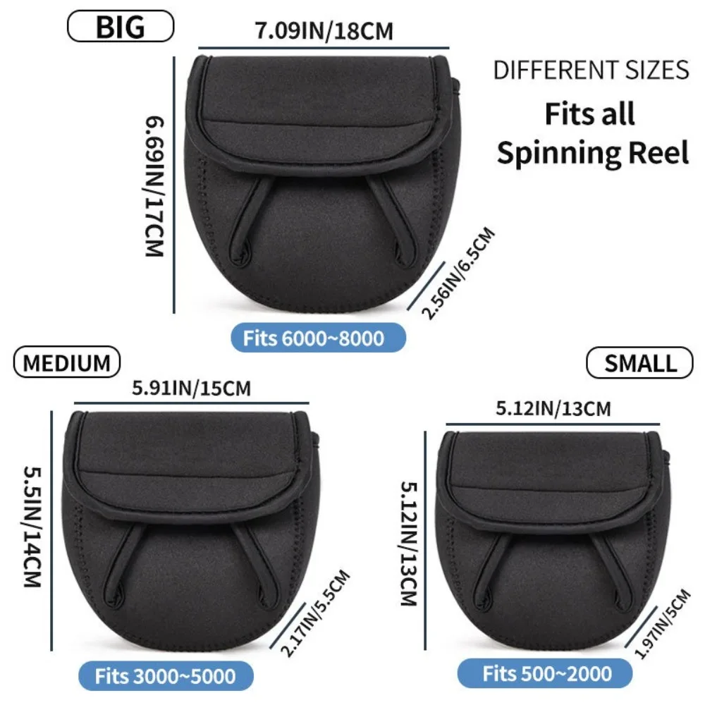 S/M/L Spinning Fishing Reel Cover Neoprene Wheel Protective Case Waterproof Reel Bag Storage Water Drop Wheel Package Reel Bag