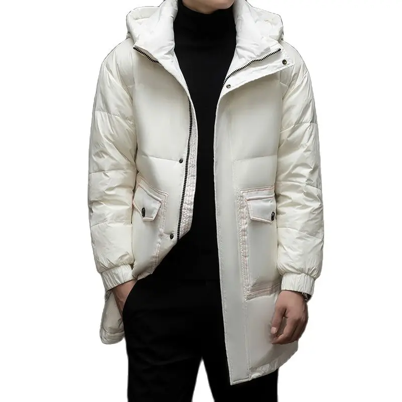 

BATMO Men's Casual 90% White Duck Down Jackets Thick Warm Parkas Outwear Down Coats Clothing Long Overcoat 1065