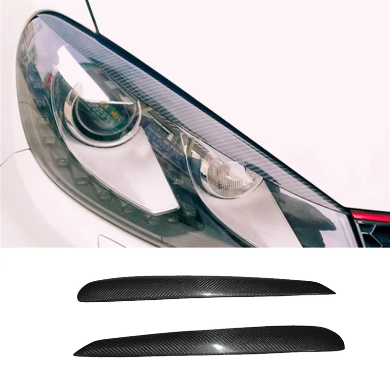 

A11M-Car Carbon Fiber Headlights Eyebrows Eyelids Cover Eyelash Head Light Stickers For VW Golf 6 GTI MK6 2008-2012
