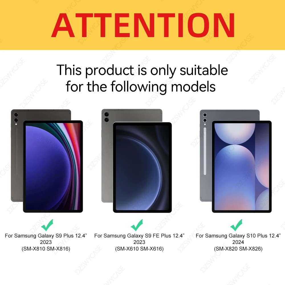 Case for Samsung Galaxy Tab S10 Plus 2024/S9 FE Plus/S9 Plus 2023 12.4 Inch,Ultra Slim Cover with Pen Holder, Auto Sleep/Wake