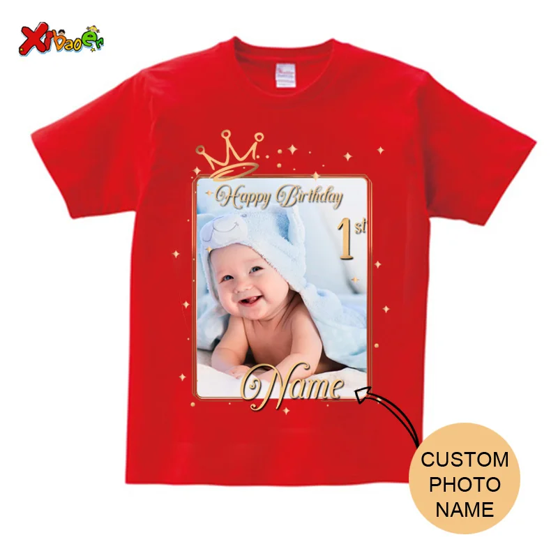 Personalized Shirts Birthday Photo Shirt Red Tshirts Boys Party Matching Shirts Christmas Party Outfits Mom Dad Matching Clothes