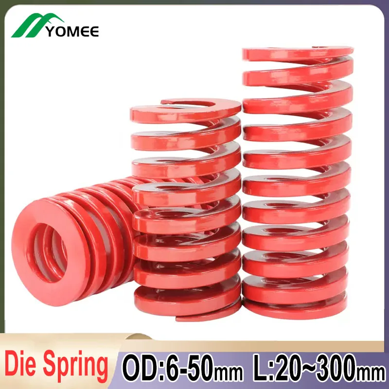 Red Die Mold Springs Spiral Stamping Compression Spring Medium Load Alloy Steel Outer Diameter 6-50mm Length 20-300mm