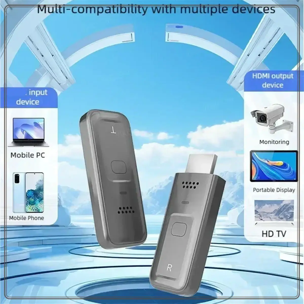 طقم فيديو لاسلكي موثوق به عالي الدقة 5G - جهاز إرسال واستقبال لعصا التلفزيون وتمديد جهاز عرض صغير، عالي الدقة بالكامل