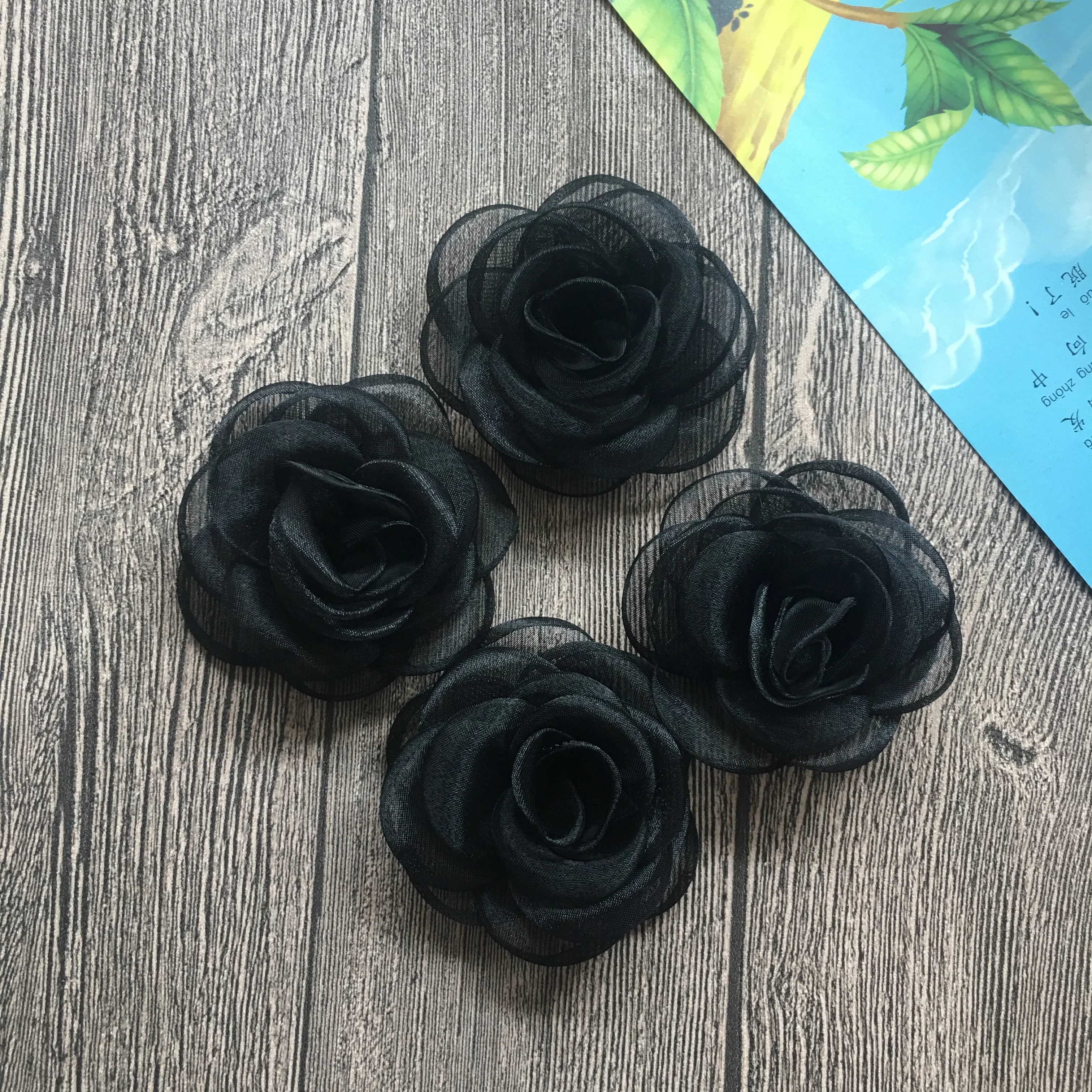 Burned Flower For Diy Accessories Flat Back 3.1Inch Rose Flower Accessories For Wedding Hats Shoes Brooches Home Decoration