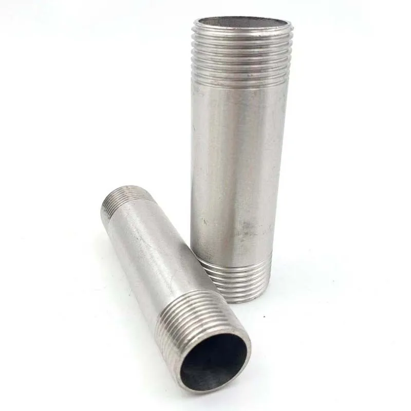 Length 100/150/200/300mm 1/4" 3/8" 1/2" 3/4"-2” BSP Male Thread Long Nipple 304 Stainless Steel Pipe Fitting Connector Adapter