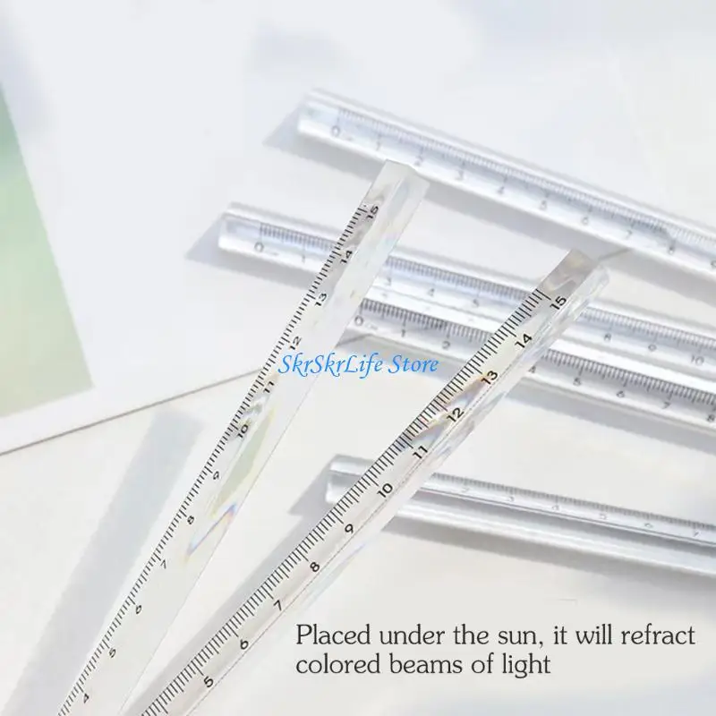 E65E 2Pcs Clear Triangular Rulers Plastic Drawing Ruler Measuring Tool for Students