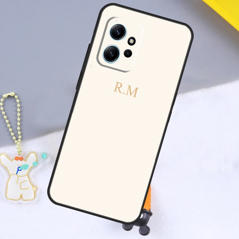 Pastel Custom Initials Monogram Case For Xiaomi Redmi Note 12 9 10 11 Pro 12S 9S 10S 11S Cover For Redmi 12 13C 12C 9C 10C