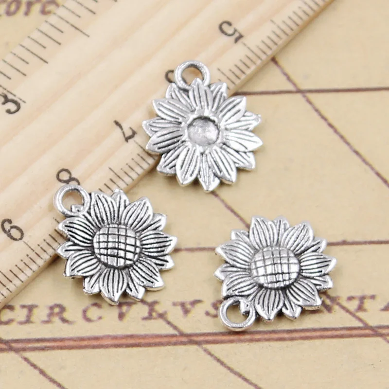 20 stücke Charms Sonnenblumen blume 18x15mm tibetische Bronze Silber Farbe Anhänger antiken Schmuck machen DIY handgemachtes Handwerk