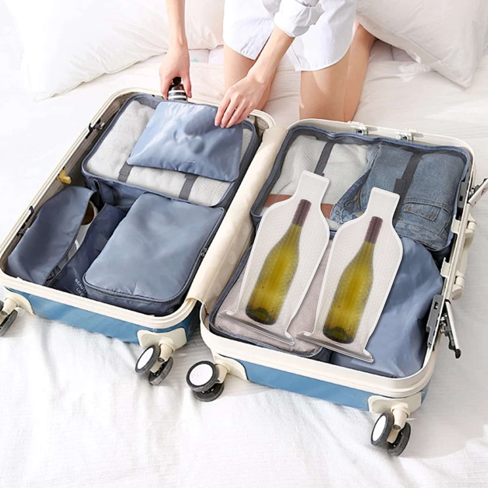 4~8Pcs Wine Protector Bag Reusable Bottle Shipping Sleeve Leak-proof Wine Bubble Wrap Sleeve Double Layer Wine Bottle Bag Travel