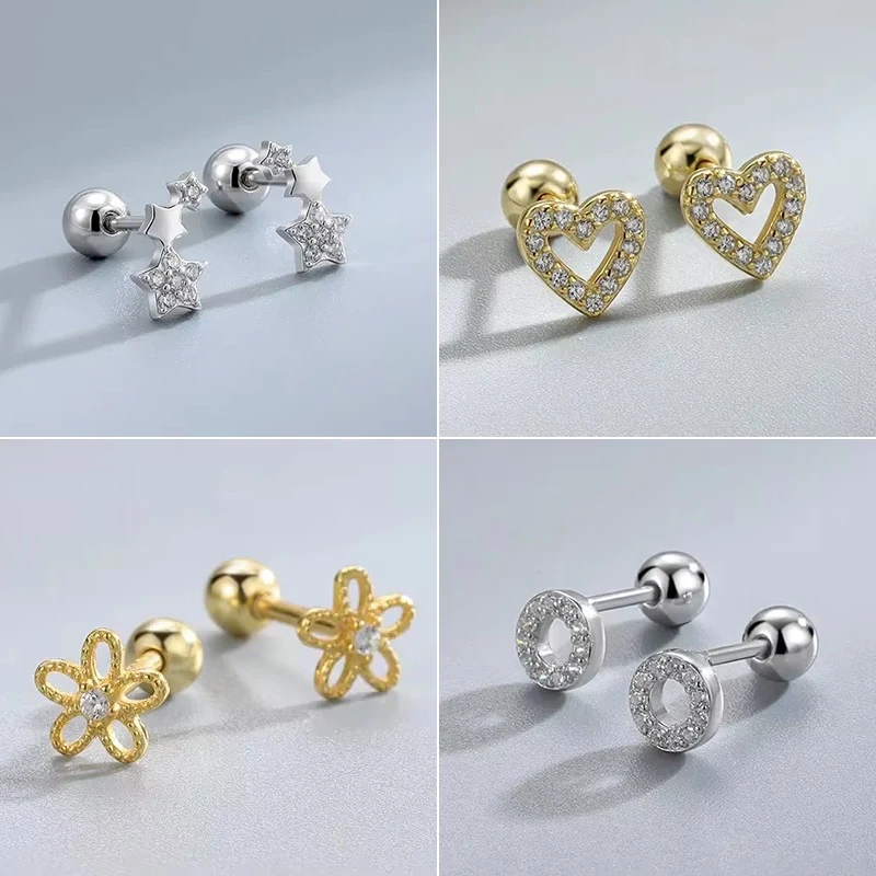 Neue Mode Herz Ohrstecker für Frauen Hypoallergen Schraube Knorpel Helix Ohrring Mädchen Piercing Zubehör Schmuck Geschenke