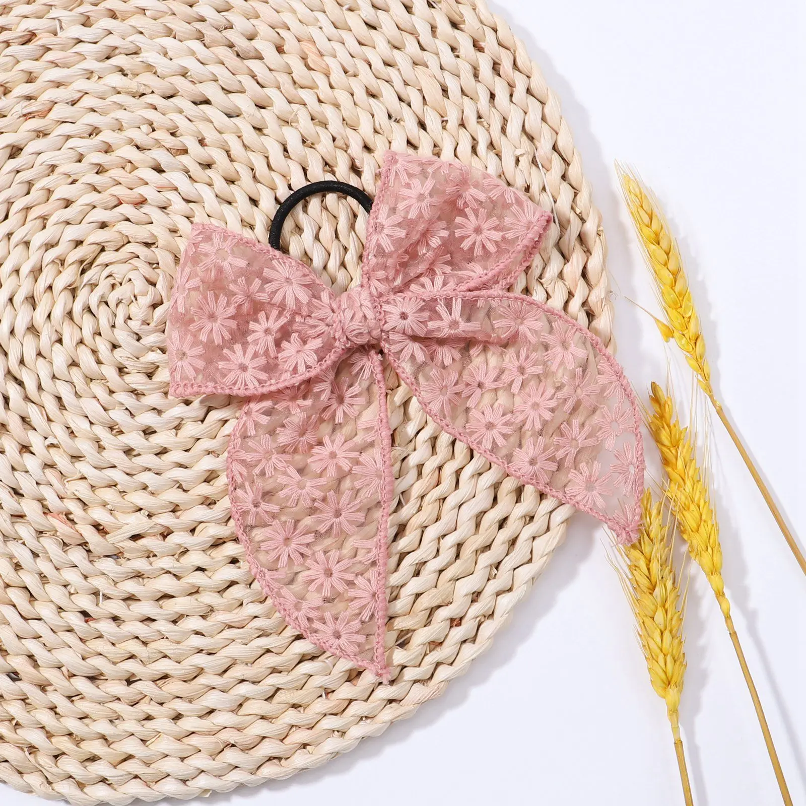 Fashion Hollow Out Embroidered Lace Flower Bows Hair Band Kids Hair Accessories Handmade Lace Headwear Girl Headdress Gift