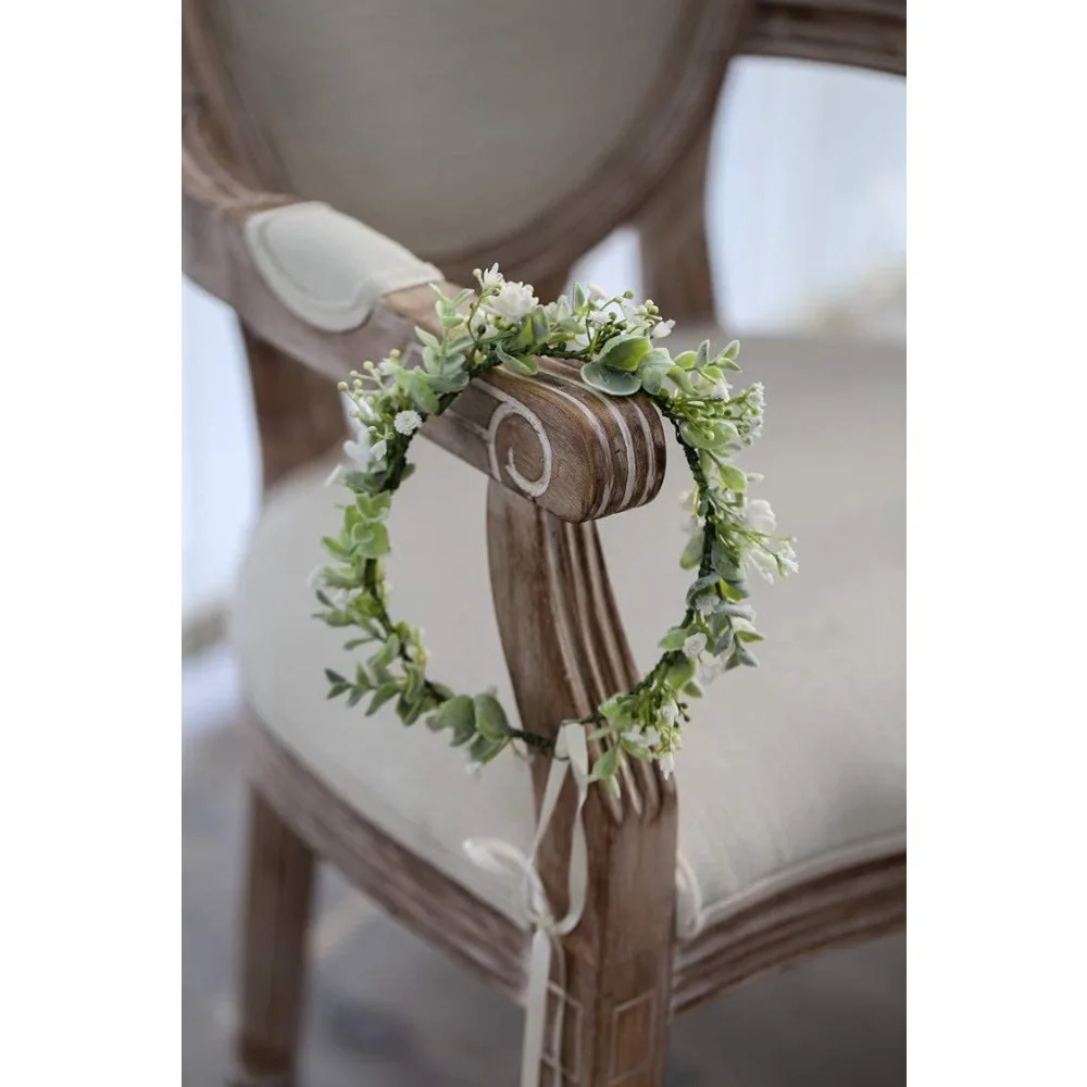 Boho Flower Crown with Real Touch Artificial Greenery Bridal Headpiece for Women Wedding Hair Accessories Ceremony Party Festival Boho Floral Wreath Headband Henna Hippie Summer Music Festival Decor view 4