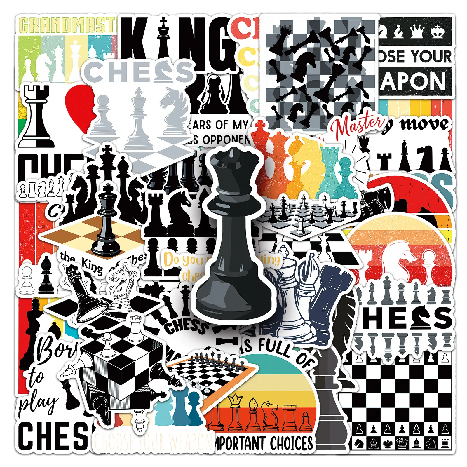 50pcs Chess Stickers For Wall Diary Laptop Book Phone Removable Sticker