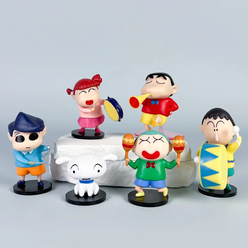 Crayon Shin-chan Cartoon Ornaments Cute Cartoon Girl Heart Musical Instrument Shinnosuke Happy Hour Desktop Ornaments Toy Gift