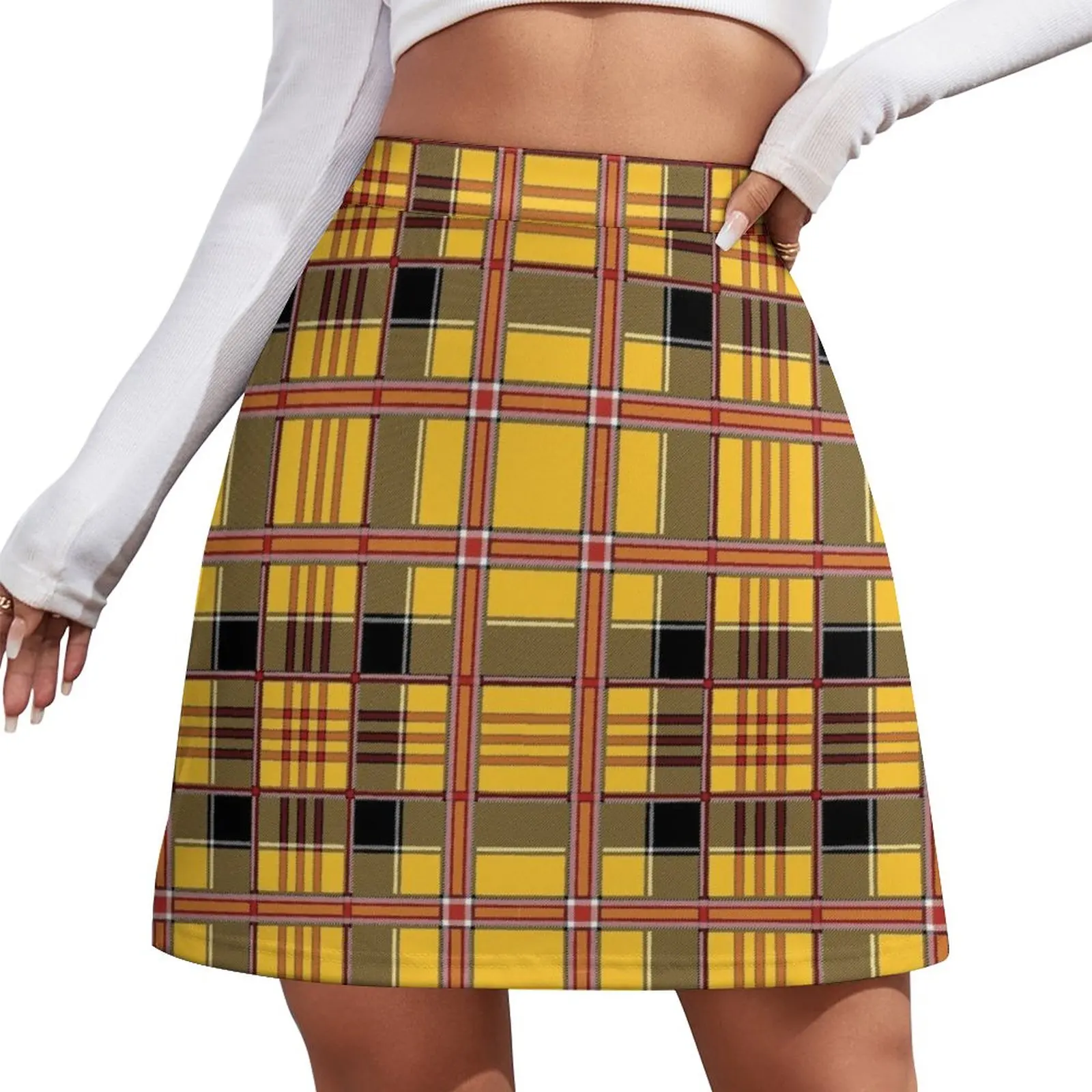 Check pattern plaid skirt, tartan, trendy, bright, orange, yellow, black, bestselling Mini Skirt luxury evening dresses 2023