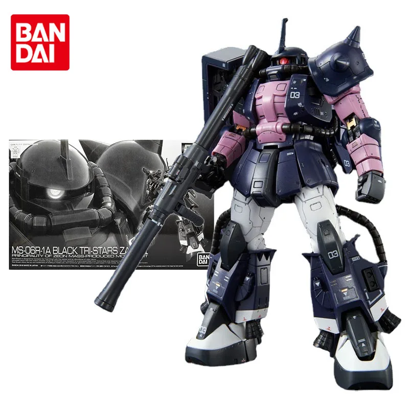 

Bandai Gundam Model Kit Anime Figure RG MS-06R-1A Black Tri-Stars Zaku 2 Genuine Gunpla Anime Action Figure Toys for Children